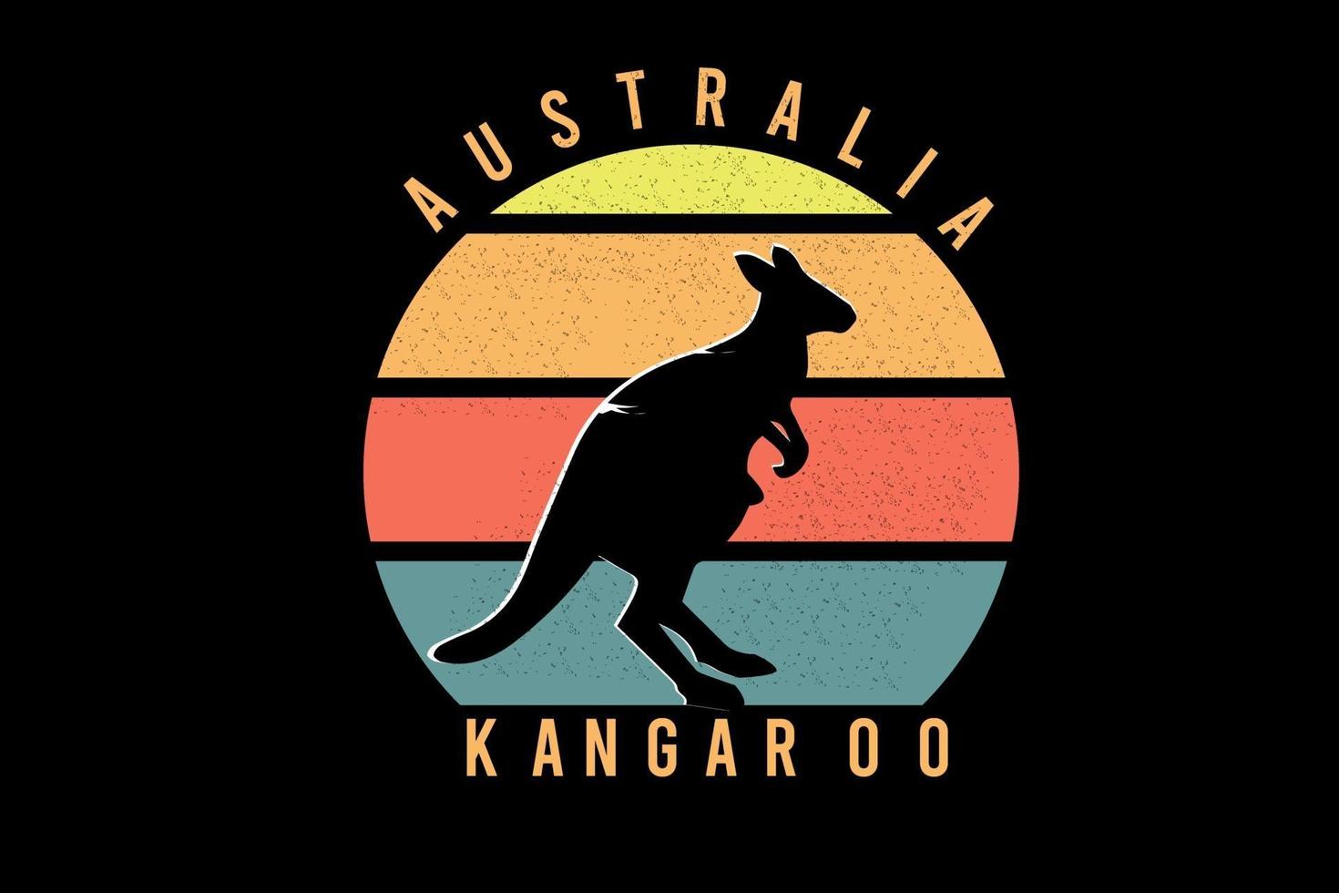 T-Shirt Australien Känguru Farbe Gelb und Orange Grün vektor