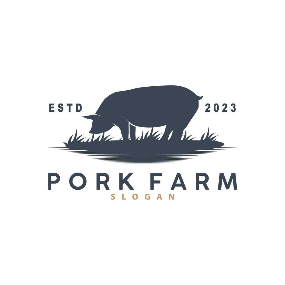 Schwein Logo, gegrillt Schweinefleisch Schwein einfach rustikal Briefmarke, Vieh das Vieh Vektor, Grill Grill Emblem Abzeichen Jahrgang Design Inspiration vektor