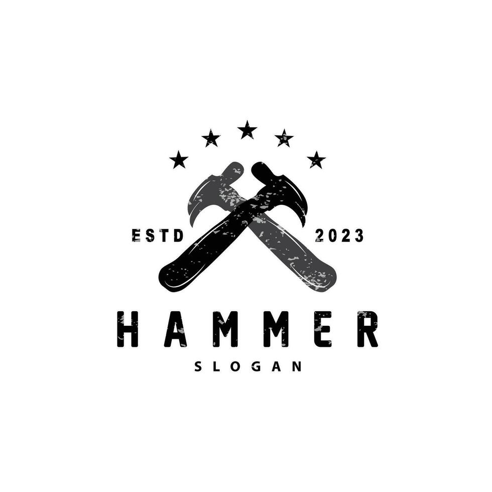 Hammer Logo, Baumeister Werkzeuge Inspiration Design, Vektor Jahrgang Zimmerei und Mechanik, Illustration Vorlage