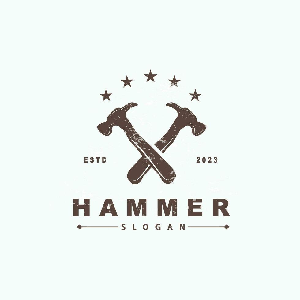 Hammer Logo, Baumeister Werkzeuge Inspiration Design, Vektor Jahrgang Zimmerei und Mechanik, Illustration Vorlage