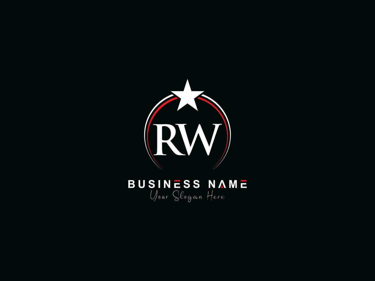 königlich Star rw Kreis Logo, minimalistisch Luxus rw Logo Brief Vektor