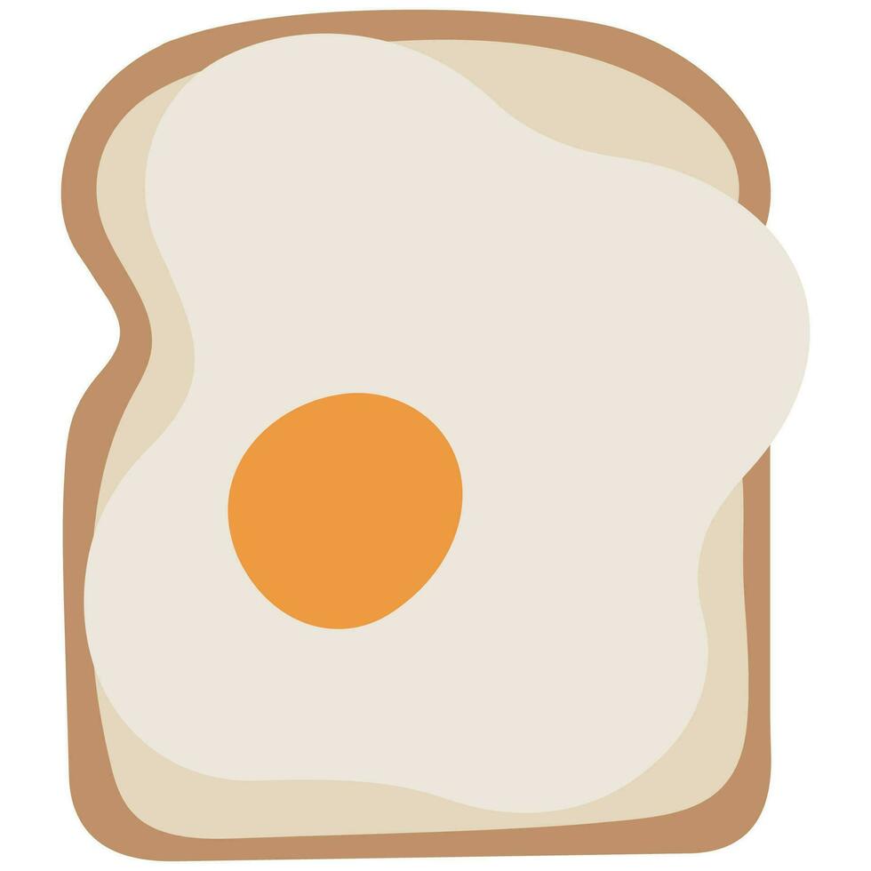 bröd med en friterad ägg på topp söt på en vit bakgrund vektor illustration