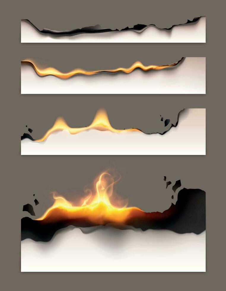 bränt papper realistisk ikon uppsättning vektor