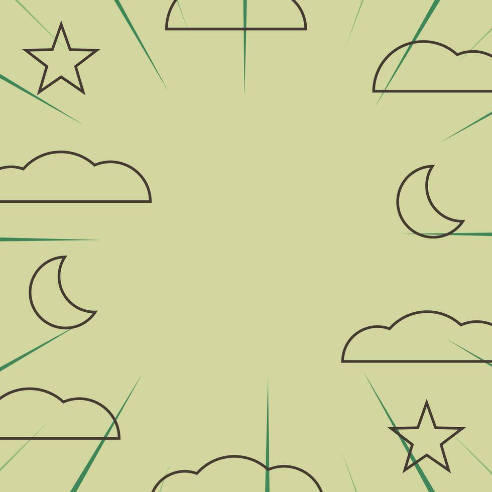 abstrakt Muster Hintergrund im Comic Stil mit Symbole von Wolken, Mond, Sterne und Sonnenstrahlen. Vektor zum Beförderung von Banner, Poster, Gruß Karten, Sozial Medien, Netz, Präsentationen.