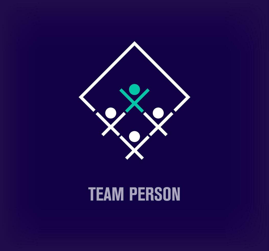 kreativ team person logotyp. unik Färg övergångar. förbindelse mänsklig logotyp mall i unik fyrkant. vektor