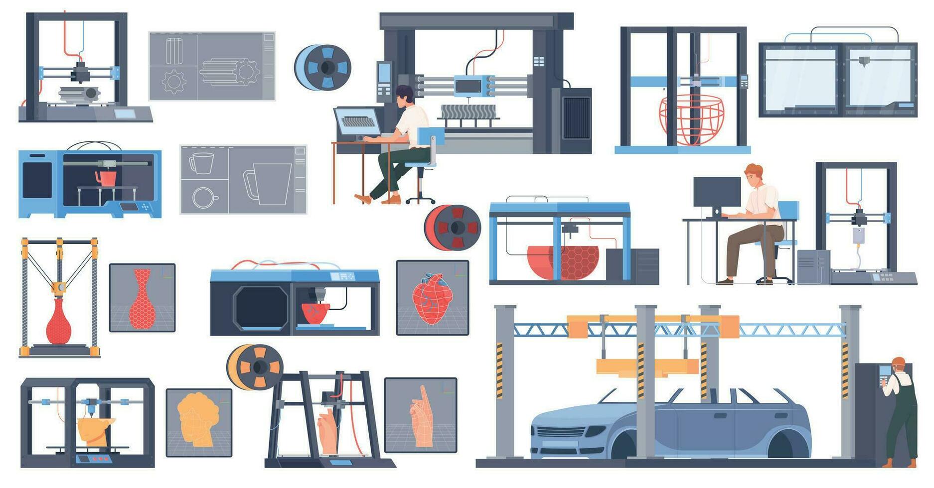 industriell 3d Drucken einstellen vektor