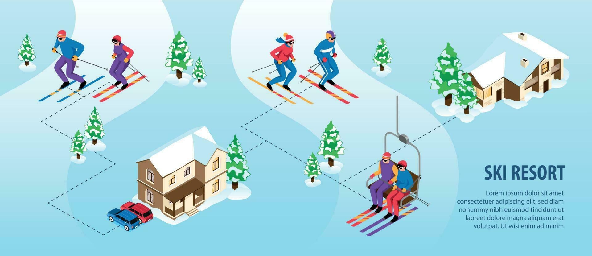 isometrisch Ski Resort Infografiken vektor