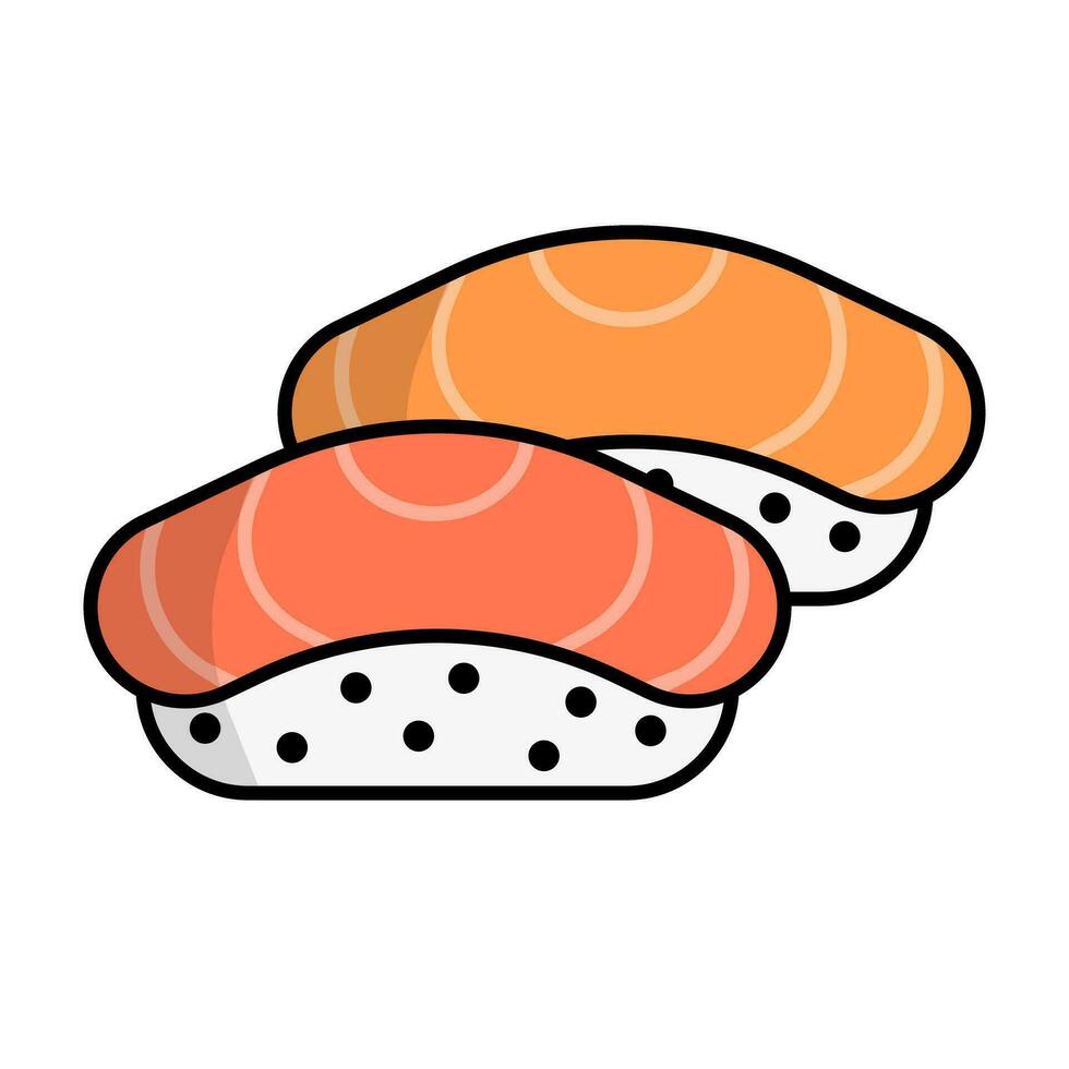 platt design sushi ikon. lax sushi. vektor. vektor