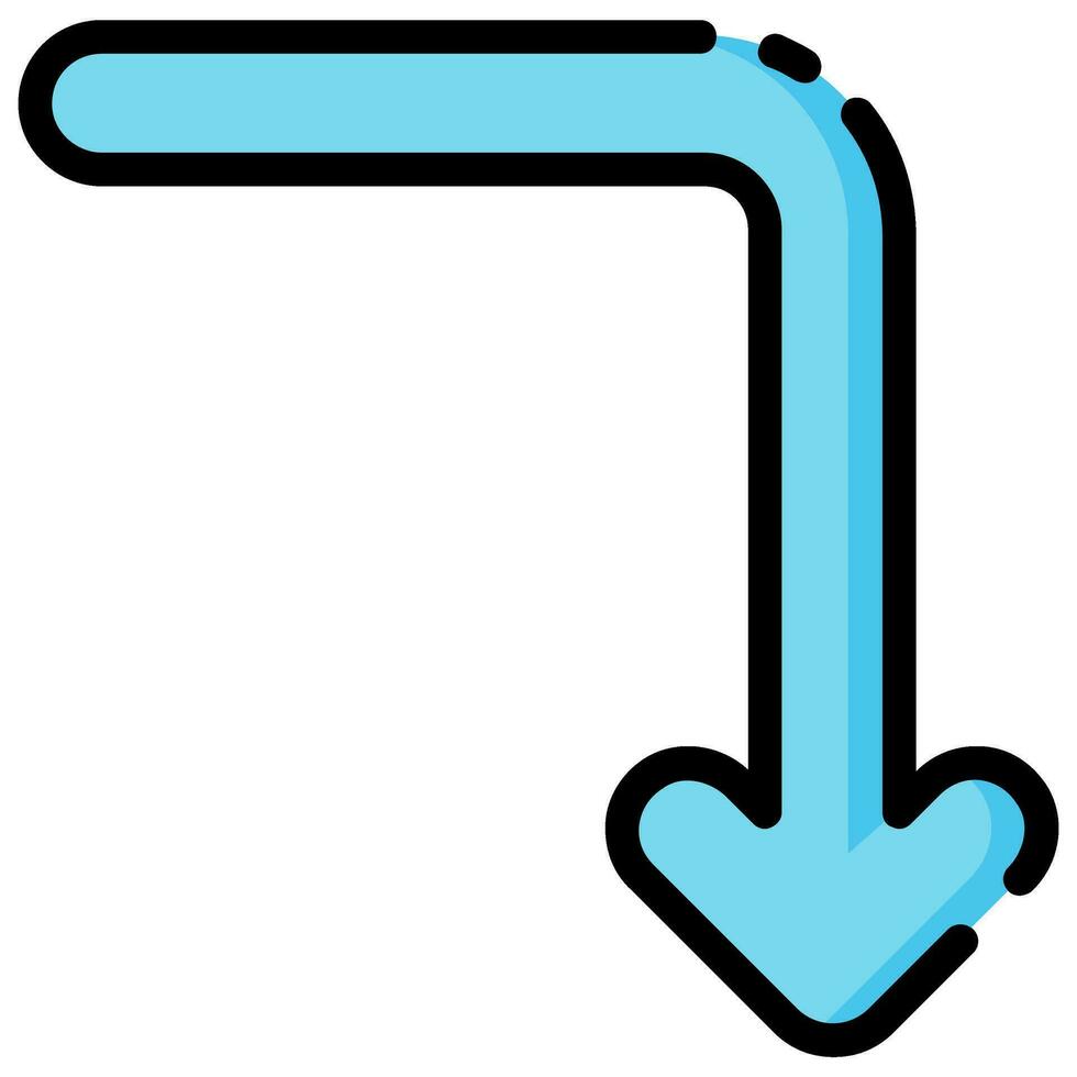 gebogen Nieder Pfeil Vektor gefüllt Symbol