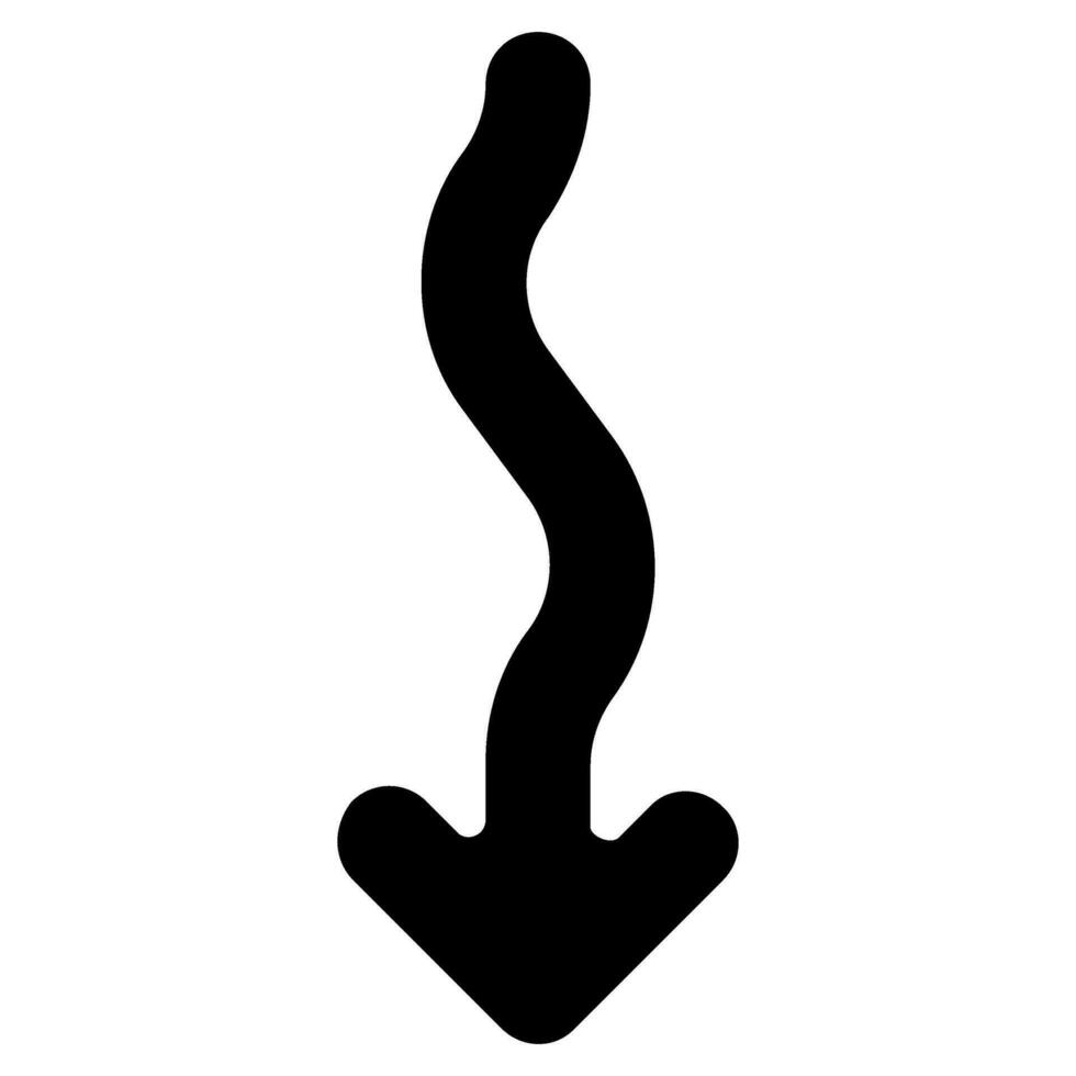 Zickzack- Nieder Pfeil Vektor Symbol
