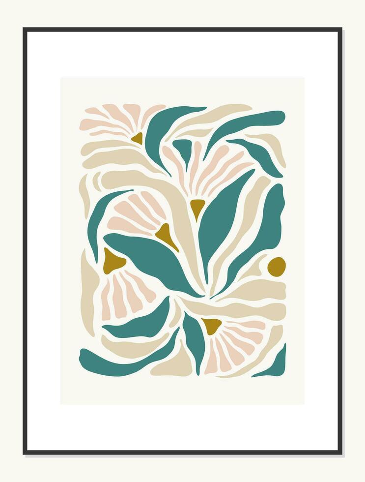 abstrakt Blumen- Vektor Illustration. Blume Poster Konzept Vorlage perfekt zum Postkarten, Mauer Kunst, Banner usw. retro 70er, 80er, 90er Jahre botanisch Design.