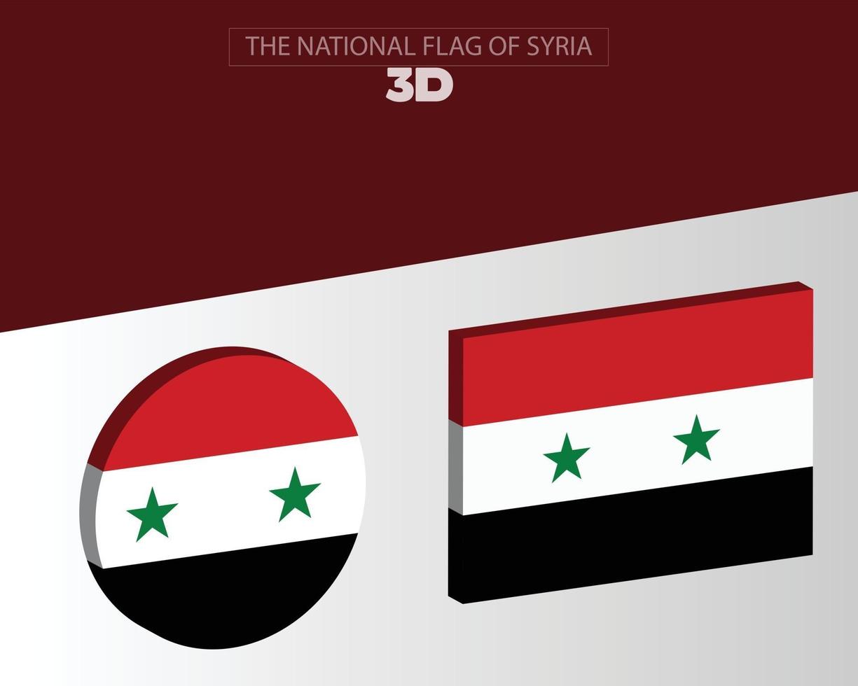 den nationella 3d-flaggan för Syrien vektordesign vektor