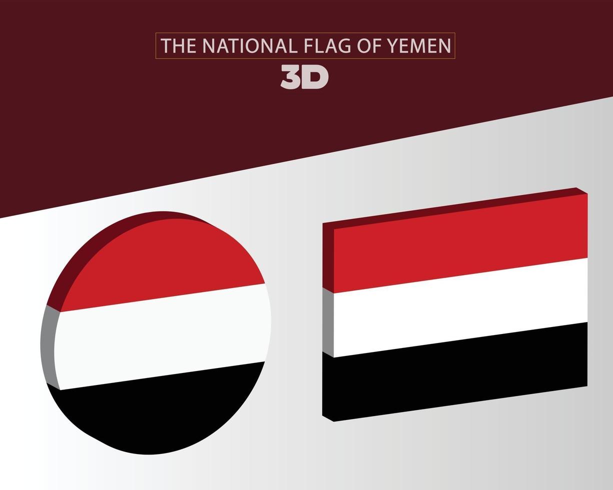 die nationale 3D-Flagge des Jemen-Vektordesigns vektor