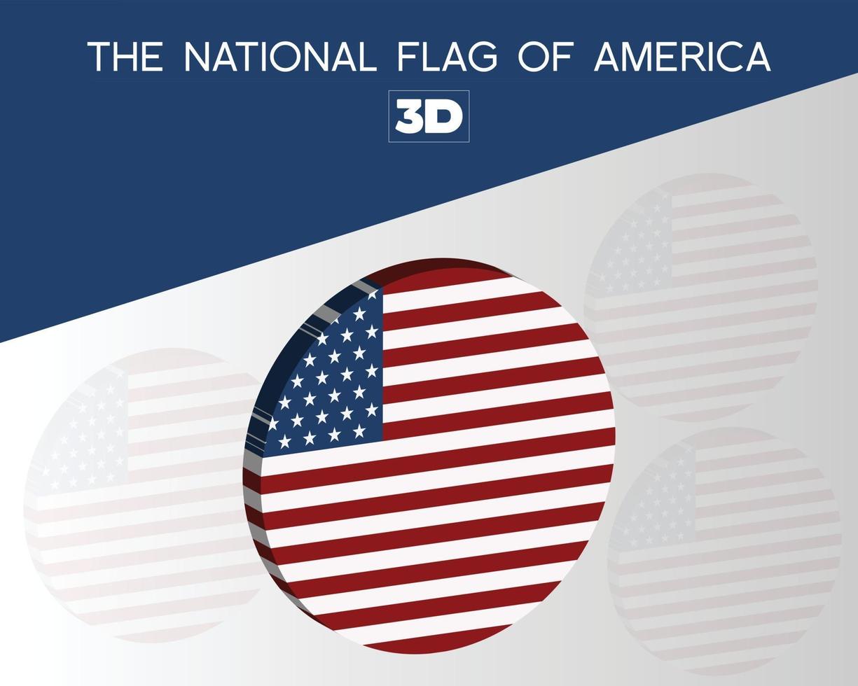 nationale 3D-Flagge von Amerika Vektordesign vektor