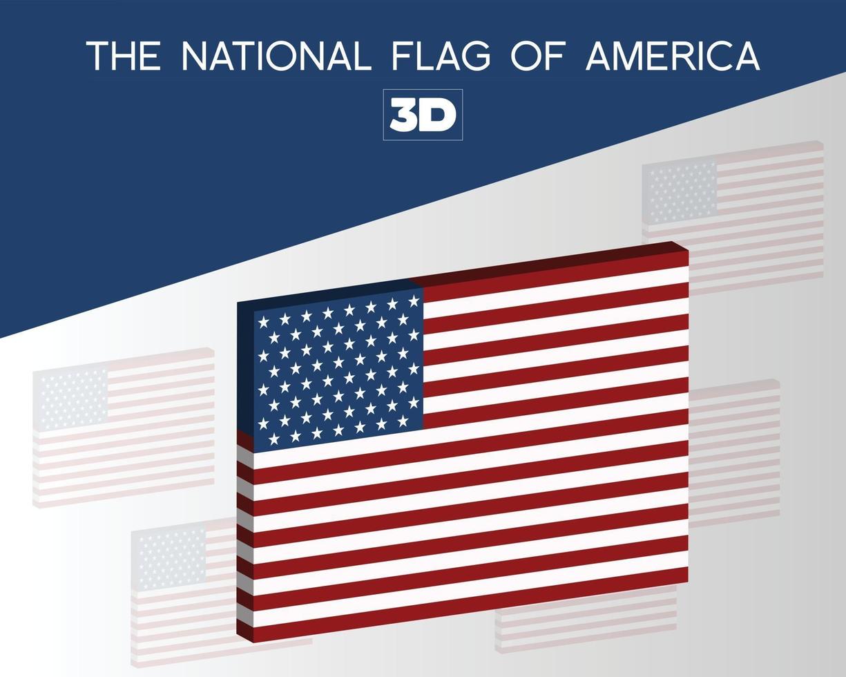 nationale 3D-Flagge von Amerika Vektordesign vektor