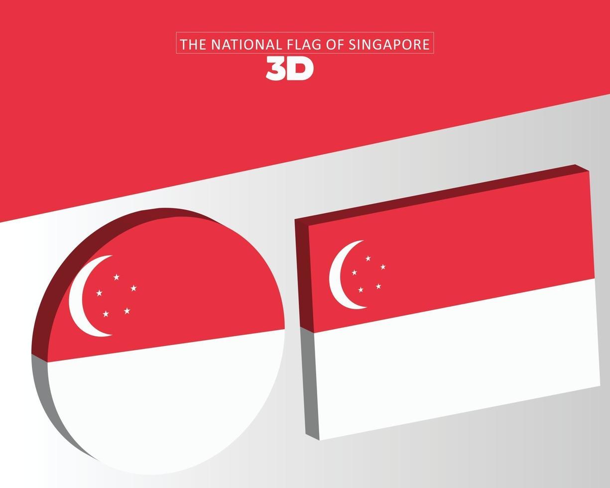 die nationale 3d-flagge von singapur-vektordesign vektor