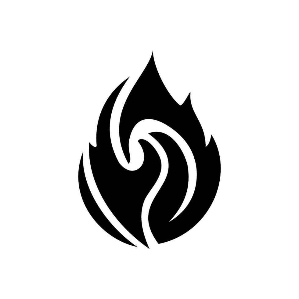 brand, flamma. svart flamma i abstrakt stil på vit bakgrund. vektor