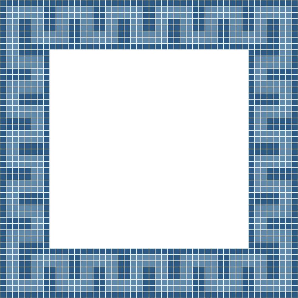 Marin blå bricka ram, mosaik- bricka ram, bricka ram, sömlös mönster, mosaik- sömlös mönster, mosaik- plattor textur eller bakgrund. badrum vägg kakel, golv plattor med skön mönster vektor