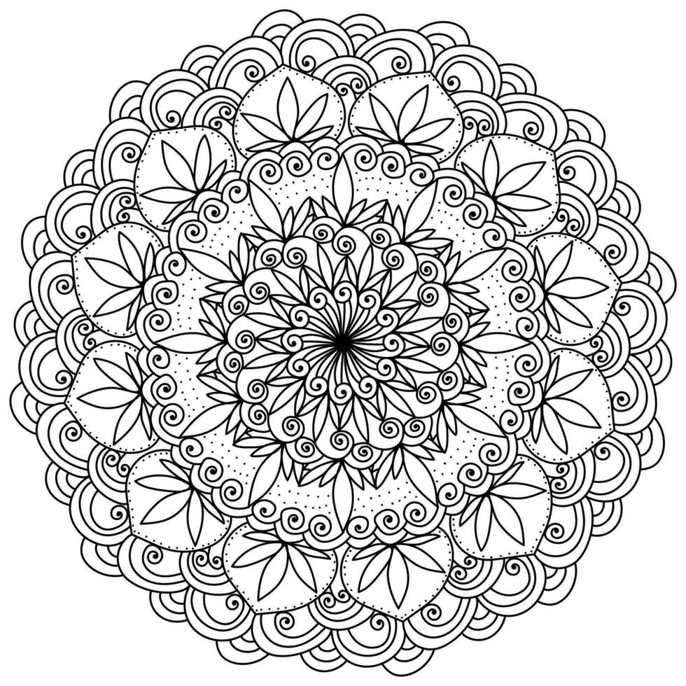 abstrakt Mandala mit Lotus Blumen und aufwendig Muster, Kinder und Erwachsene Färbung Seite vektor