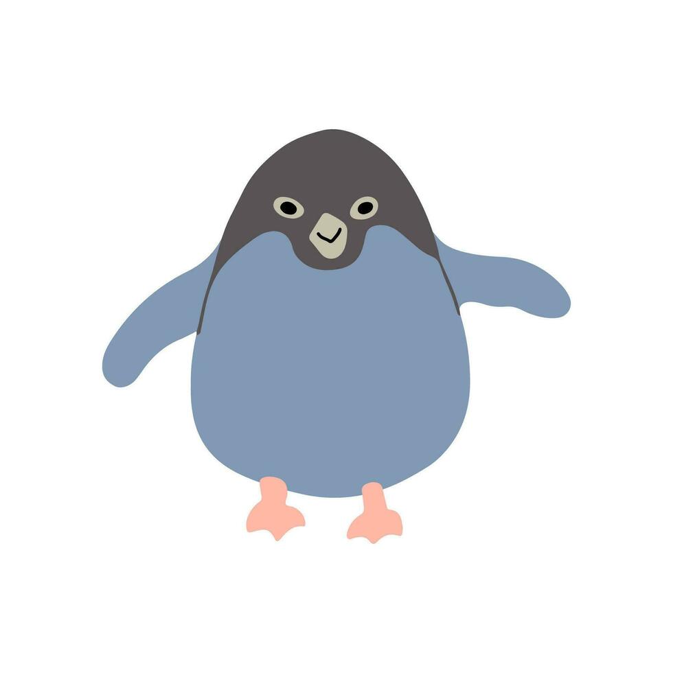 süß wenig Pinguin Gehen und winken mit ein Hand. Karikatur Baby Pinguin Charakter haben Spaß im Winter. Arktis Tier Vektor Illustration.