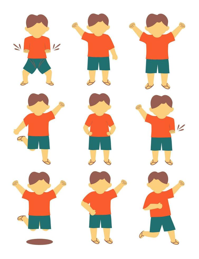 glücklich Kinder Karikatur einstellen im anders Geste isoliert auf Weiß Hintergrund. vektor