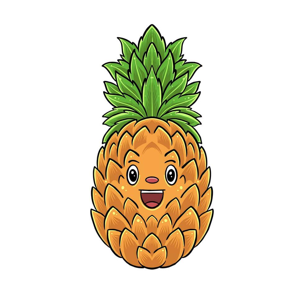 söt ananas karaktär rolig frukt vektor