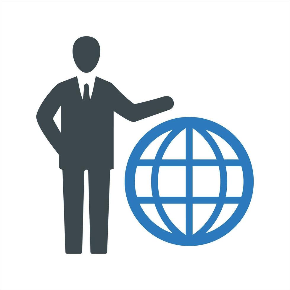 global Geschäft Kommunikation Symbol. Vektor und Glyphe