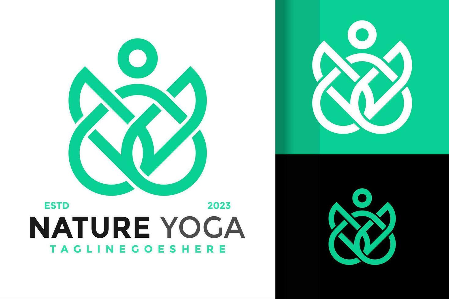 brev v natur yoga logotyp design vektor symbol ikon illustration