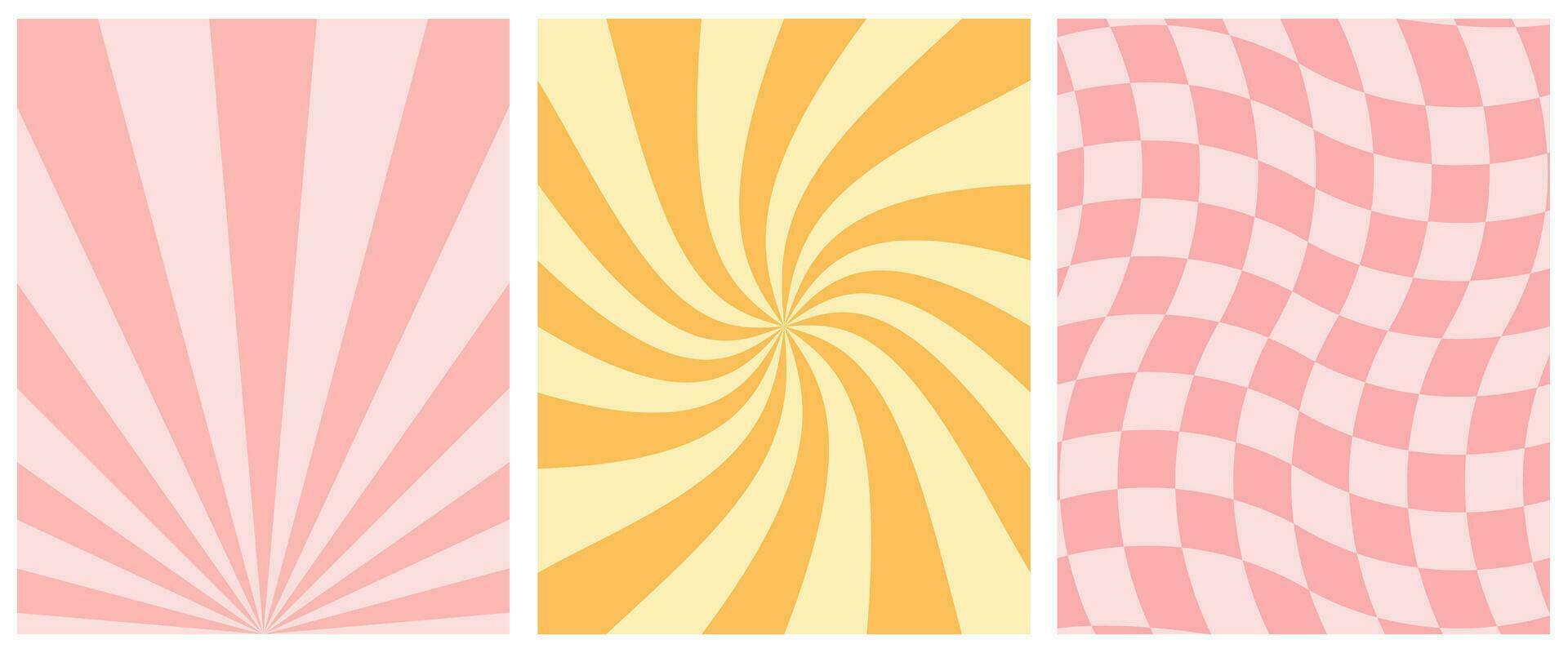 häftig retro abstrakt konst, 70-80-tal estetisk, bakgrund för social media, berättelser, tapet. pastell sommar, solnedgång vågor, linje, gul och rosa. vektor enkel illustration.