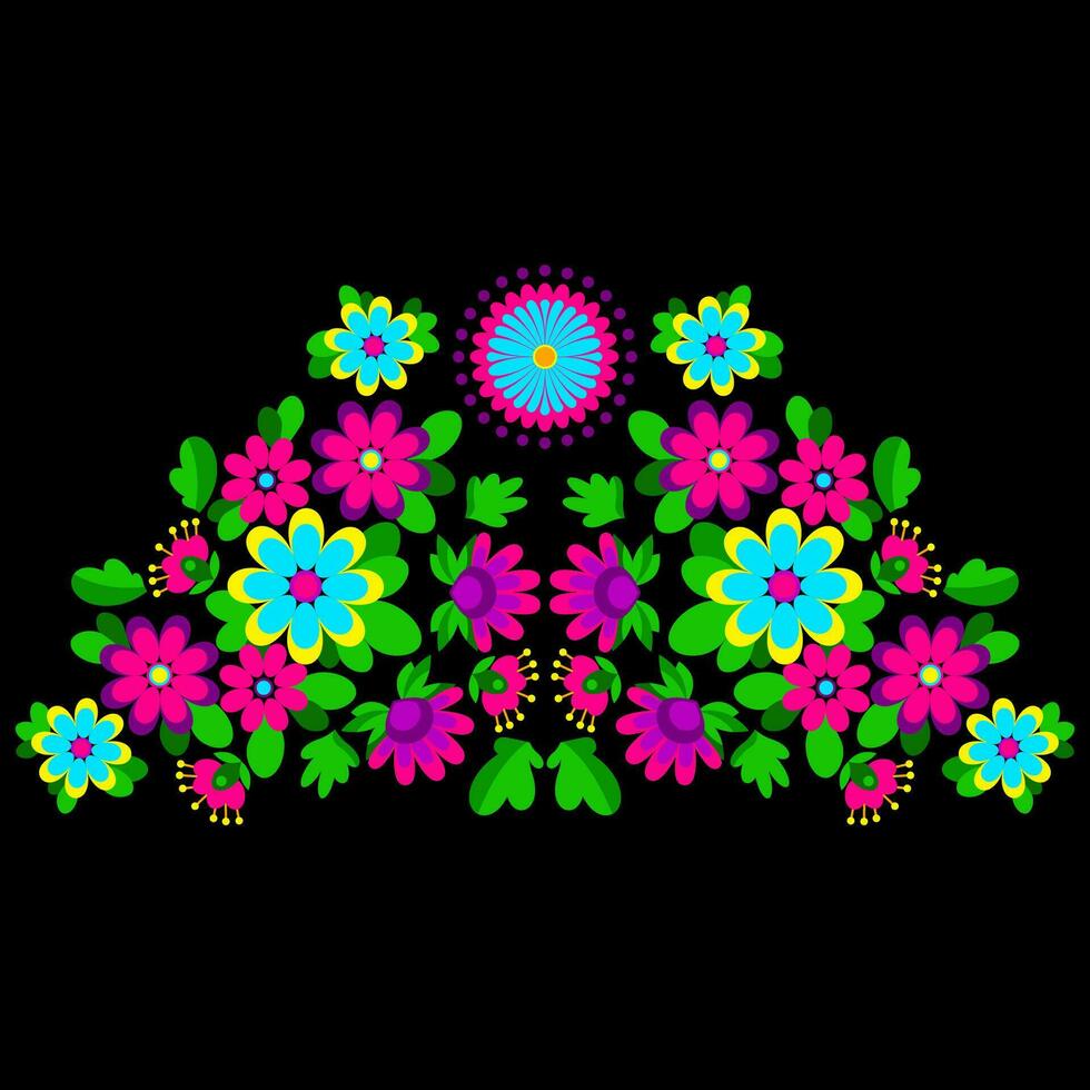 hell ethnisch Blau und Rosa Blumen- Mexikaner Stickerei vektor