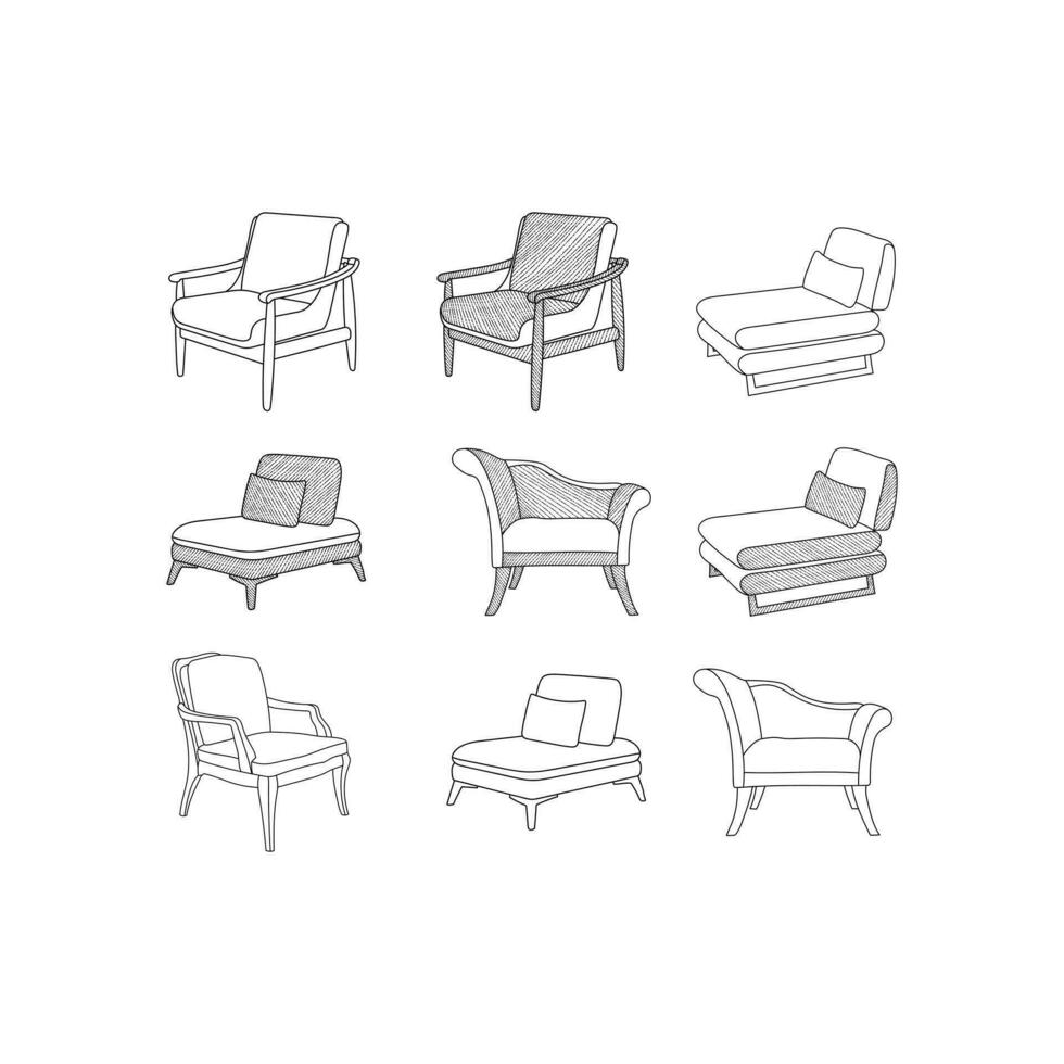 Stuhl Symbol Design Satz, minimalistisch Möbel Logo Sammlung Inspiration Design Vorlage vektor