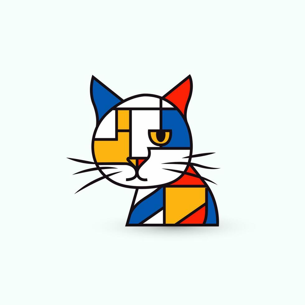 abstrakt Katze Maskottchen Sammlung - - geometrisch Stil Logo zum Kunst und Branding. Vektor Logo.