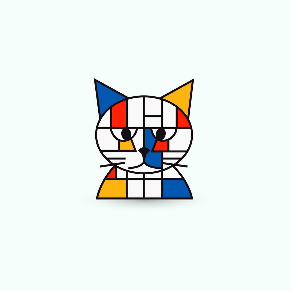 abstrakt Katze Maskottchen Sammlung - - geometrisch Stil Logo zum Kunst und Branding. Vektor Logo.