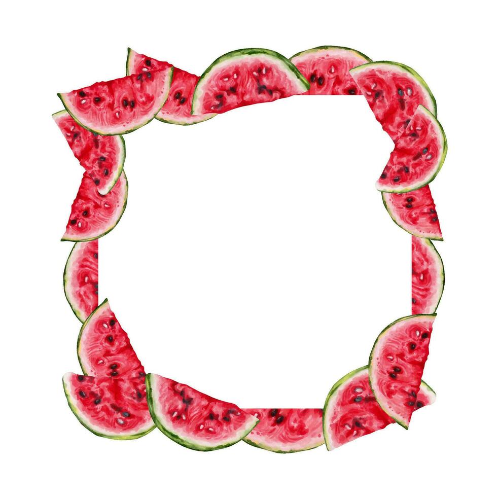 ram med vattenmelon skivor.söt och färsk baner design.nationell vattenmelon dag.augusti 3. vektor