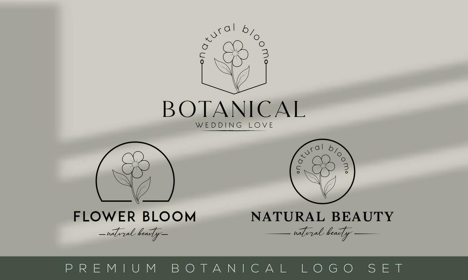 blommig element hand dragen botanisk logotyp med vild blomma vektor