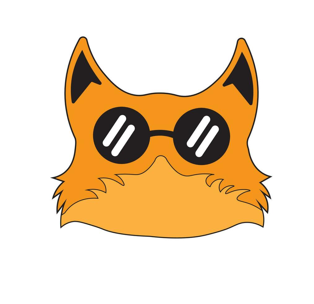 Vektor Illustration Design von ein Fuchs Kopf tragen Brille im Orange Farbe. geeignet zum Logos, Symbole, Maskottchen, Poster, T-Shirt Entwürfe, Webseiten, Anzeige, Aufkleber, Konzepte.