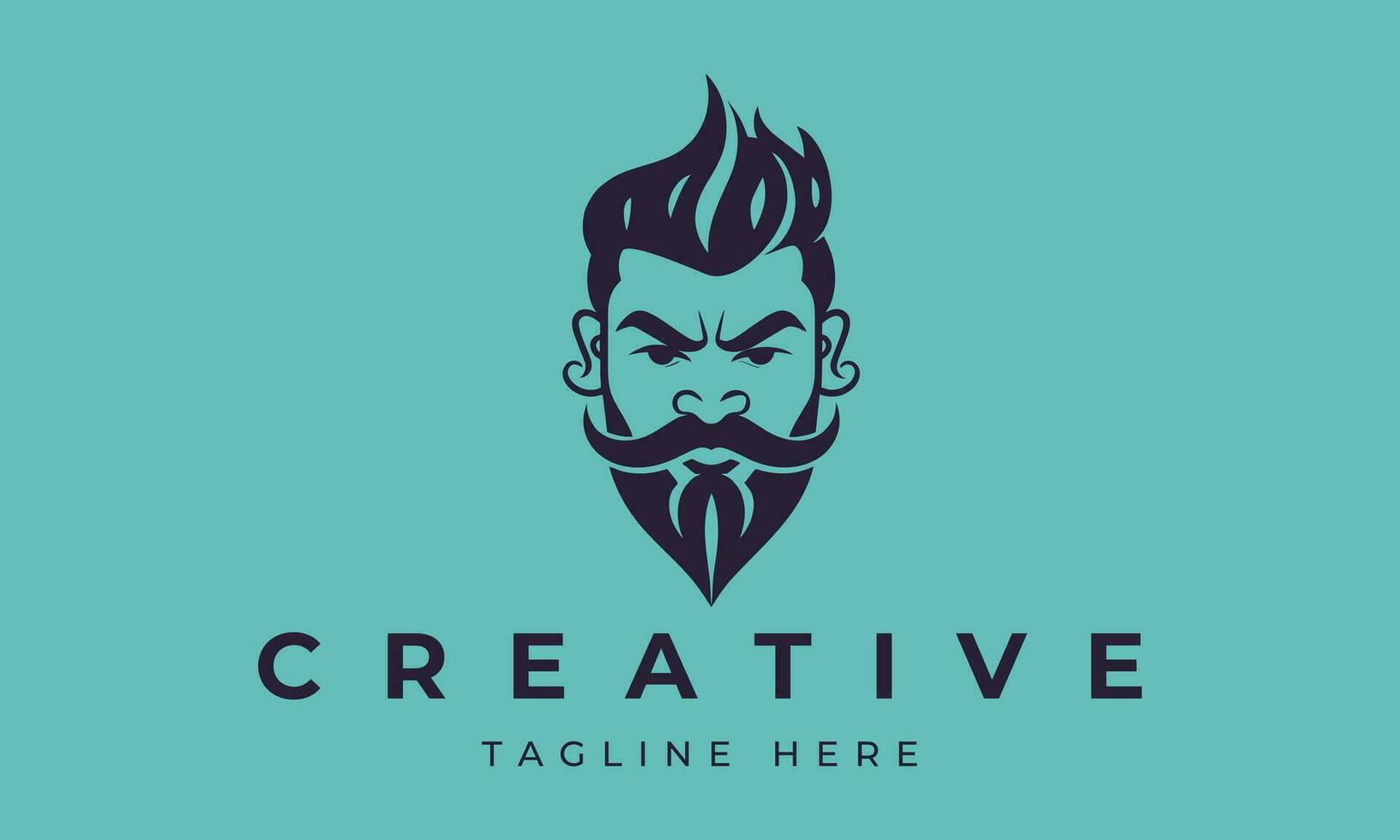 stilvoll Barbier Geschäft Logo mit ein schneidig Mann mit ein Bart und Schnurrbart. vektor
