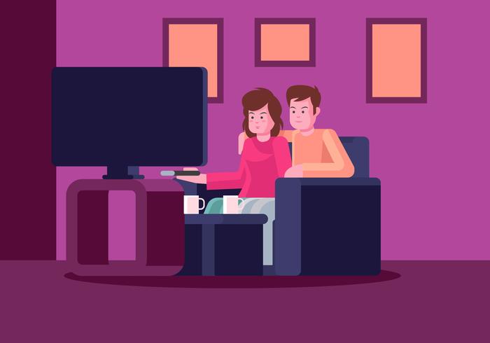 Chill Couple På Soffan Vector Illustration