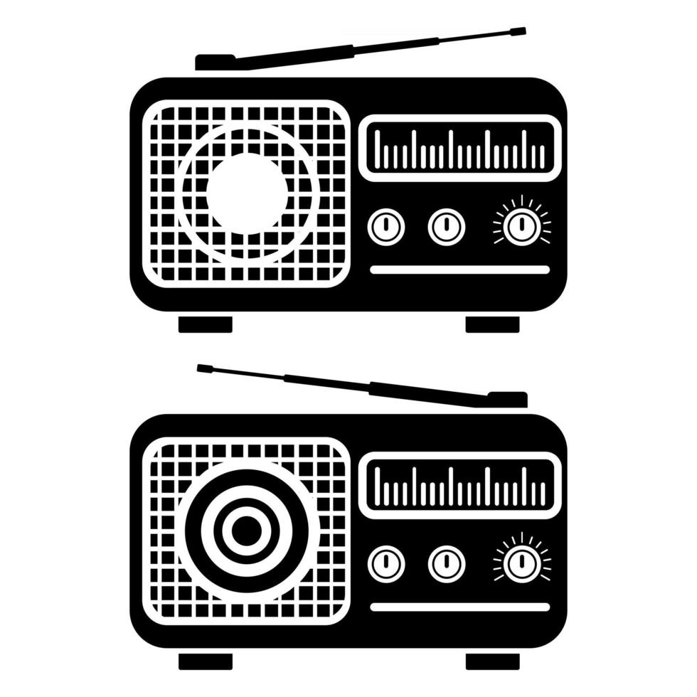 radio. uppsättning av två radio i glyph stil. platt enkel ikon vektor