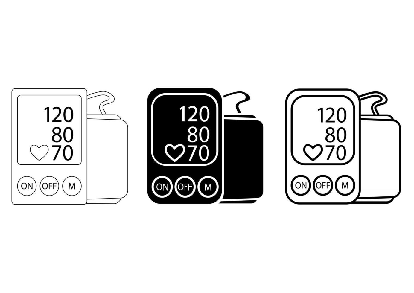 Blutdruckmonitor. Tonometer-Symbol. Illustration des Tonometersymbols in Glyphe und im Umrissstil. Bearbeitbares Schlaganfallsymbol von Blutdruckmessgeräten. Vektor
