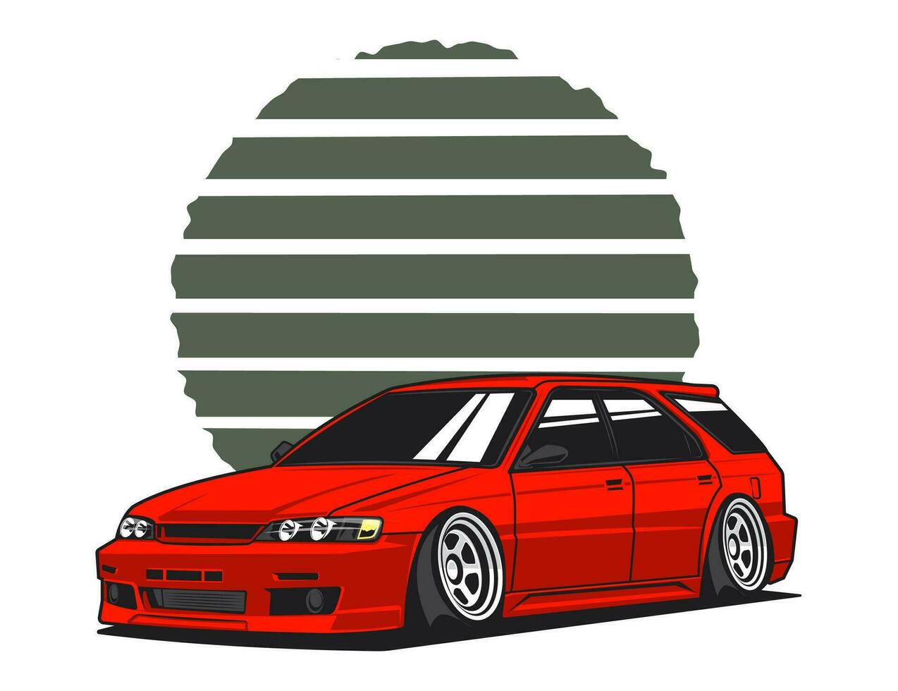 Häftigt outomotiv bil i röd accent för vektor illustration grafisk