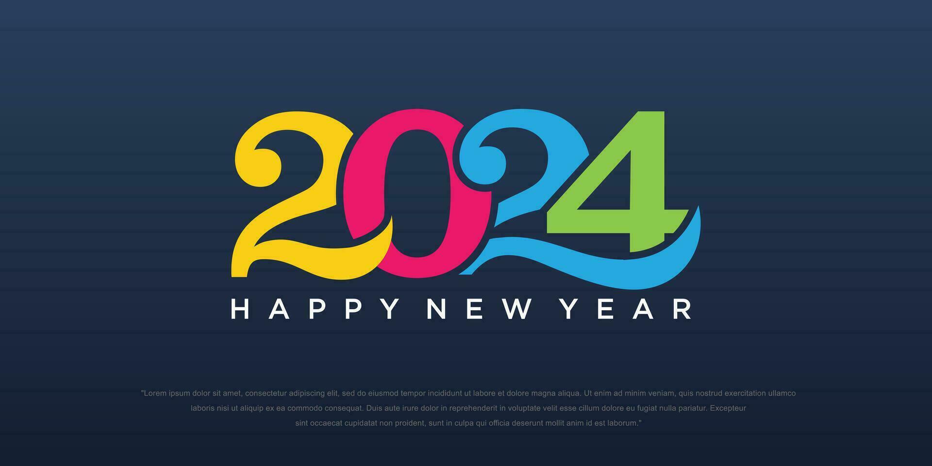 2024 Lycklig ny år logotyp text design. 2024 siffra design mall. vektor illustration.