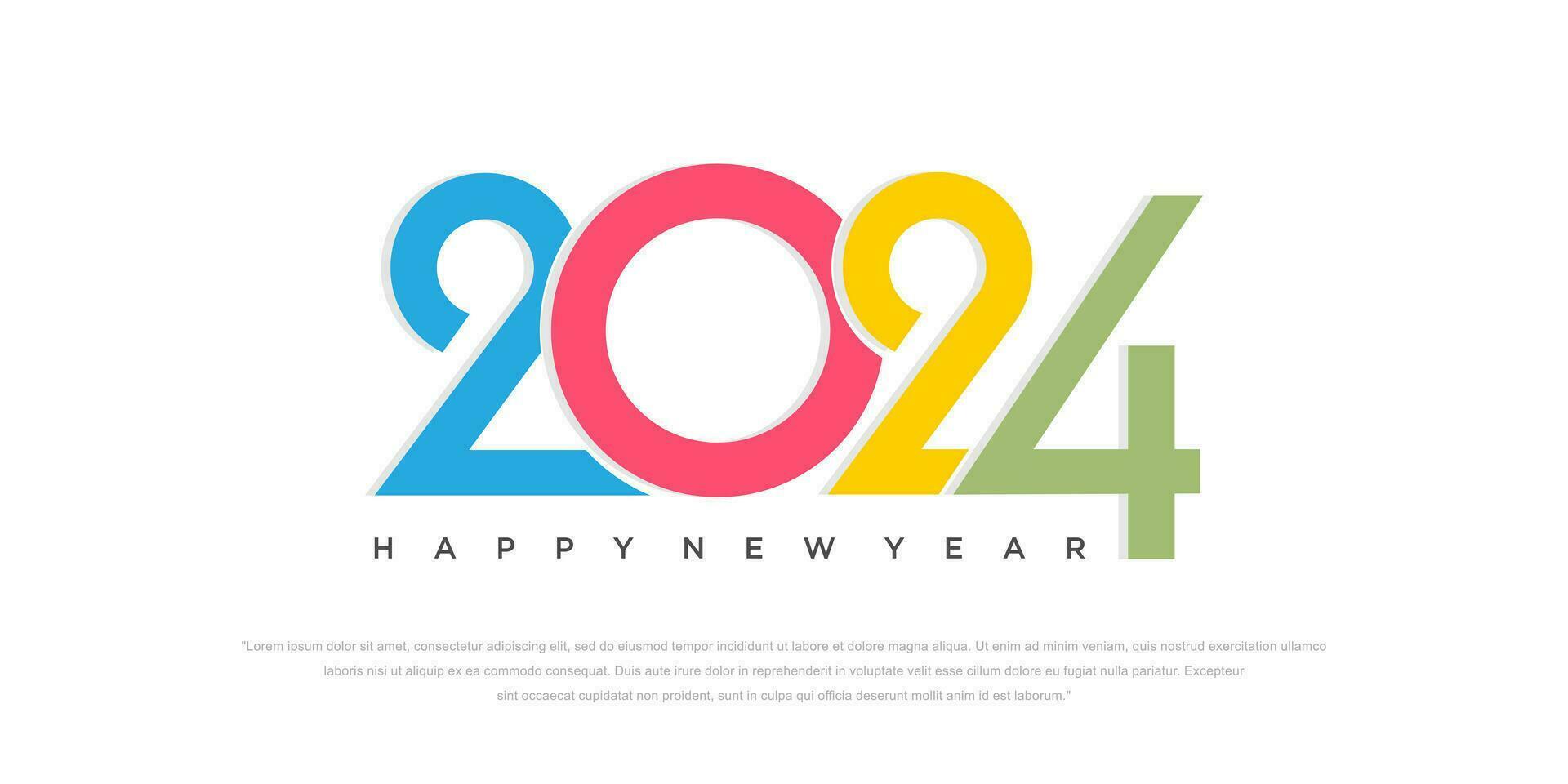 2024 Lycklig ny år logotyp text design. 2024 siffra design mall. vektor illustration.