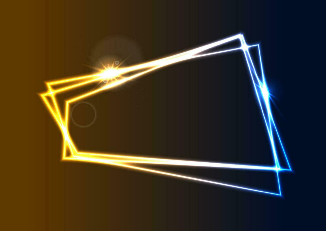 blå och orange neon geometrisk ram bakgrund vektor