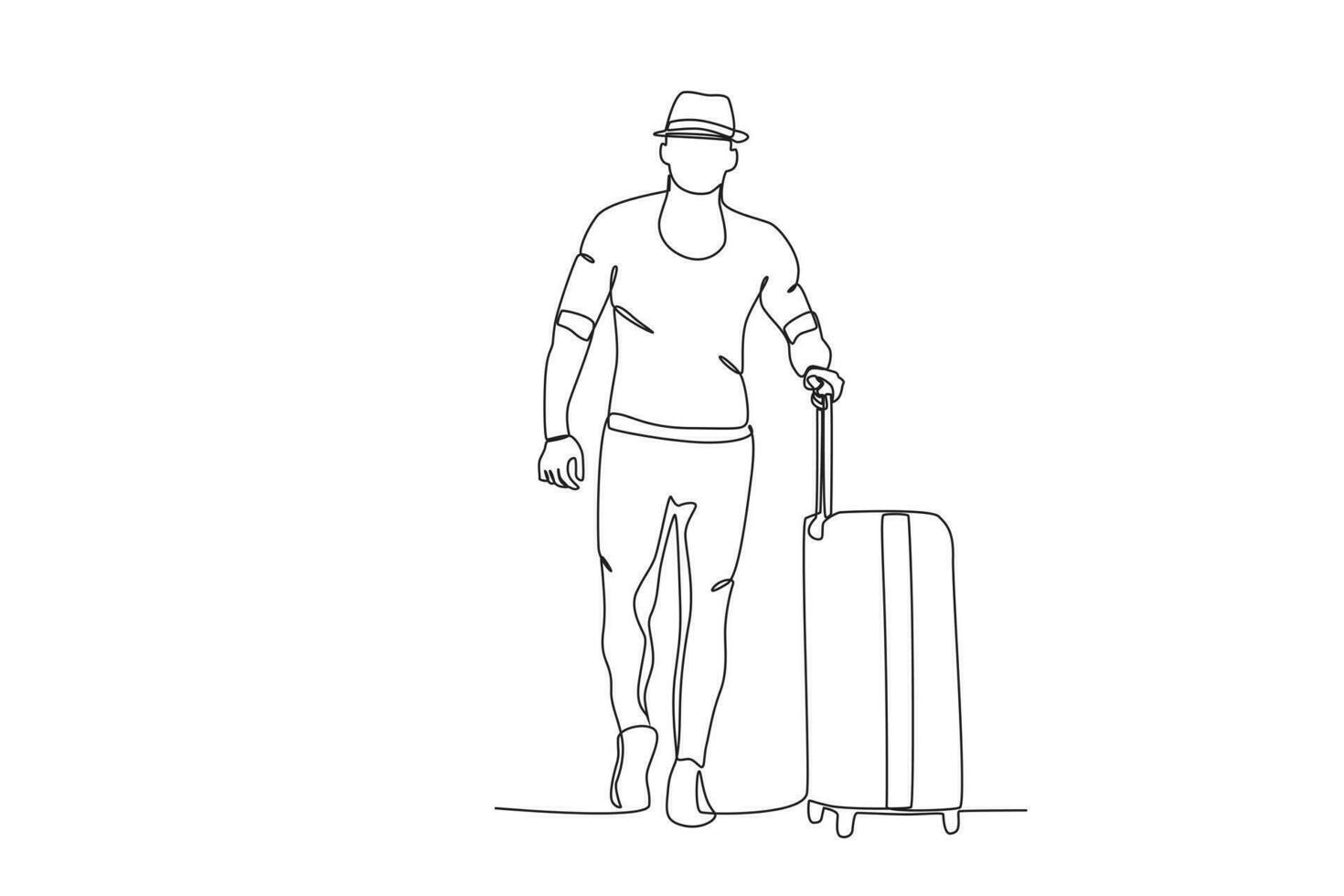 en touring man bärande en resväska vektor