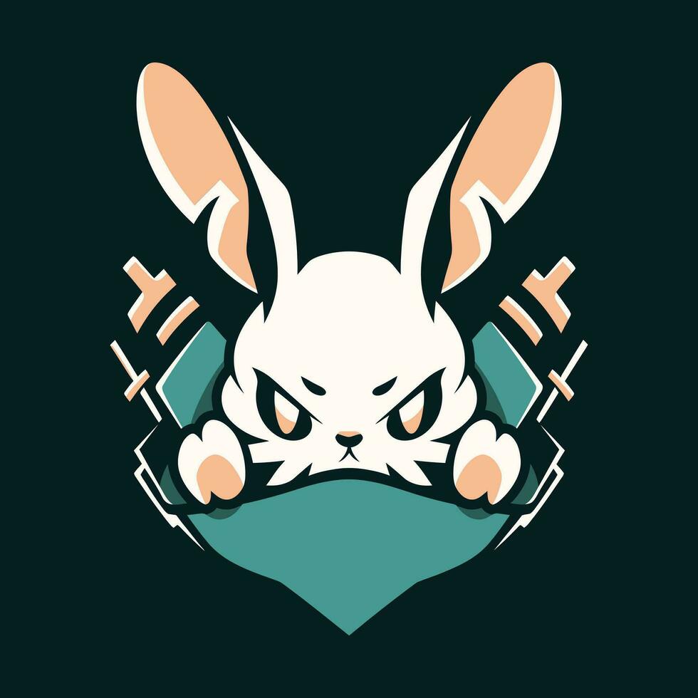 Hase Kopf Maskottchen Logo zum Esport. Hase T-Shirt Design. Hase Logo. Hase Aufkleber vektor