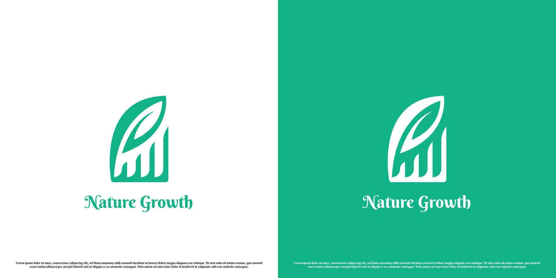Grün Wirtschaft Wachstum Logo Design Illustration. einfach modern minimalistisch eben kreativ abstrakt Silhouetten Index Bar Diagramm finanziell Geschäft Wachstum Diagramm Natur Pflanze Blätter. vektor