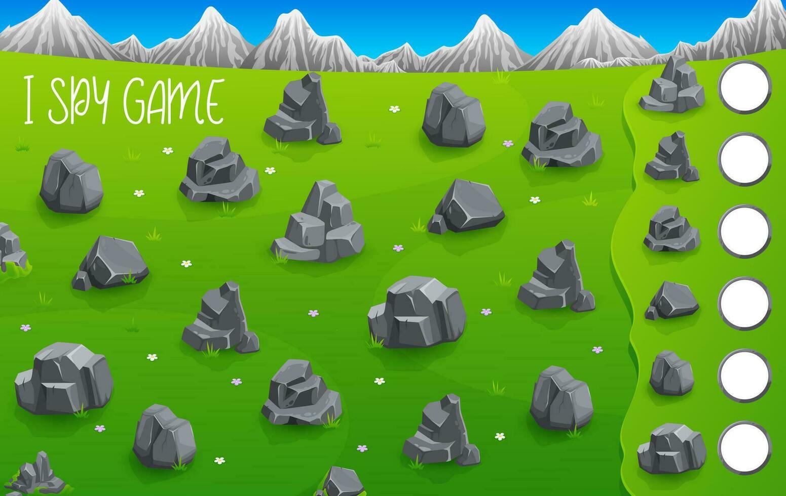 ich Spion Spiel grau Felsen Steine auf Berge Landschaft vektor