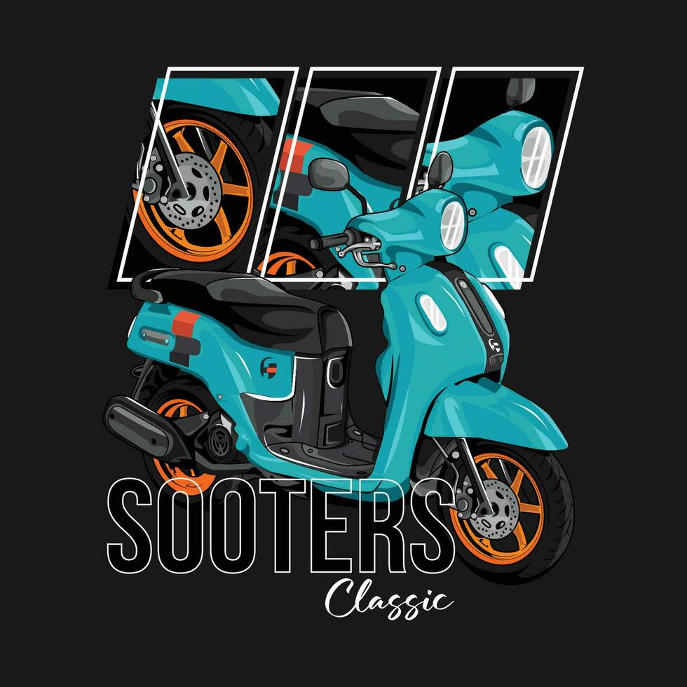 vektor motorcykel skoter klassisk matic modell 3d vektor illustration