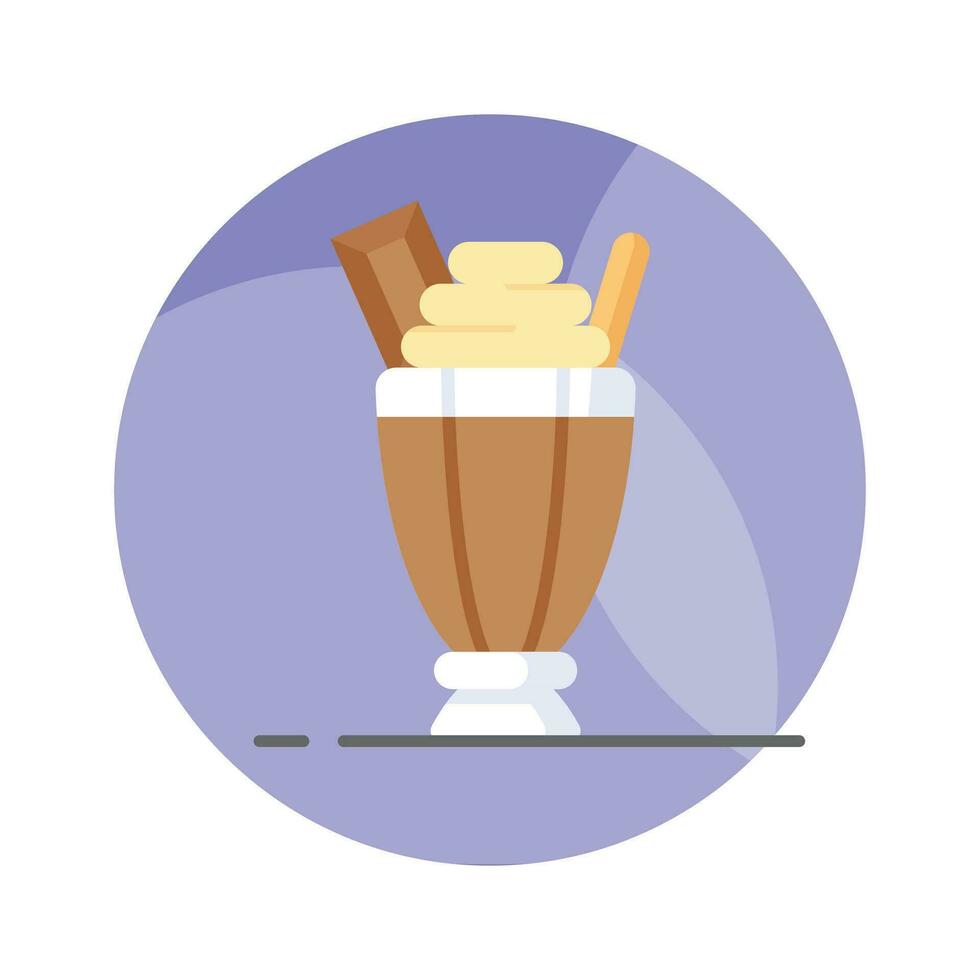Glas von Schokolade Milchshake Symbol, köstlich Schokolade Eisbecher Vektor